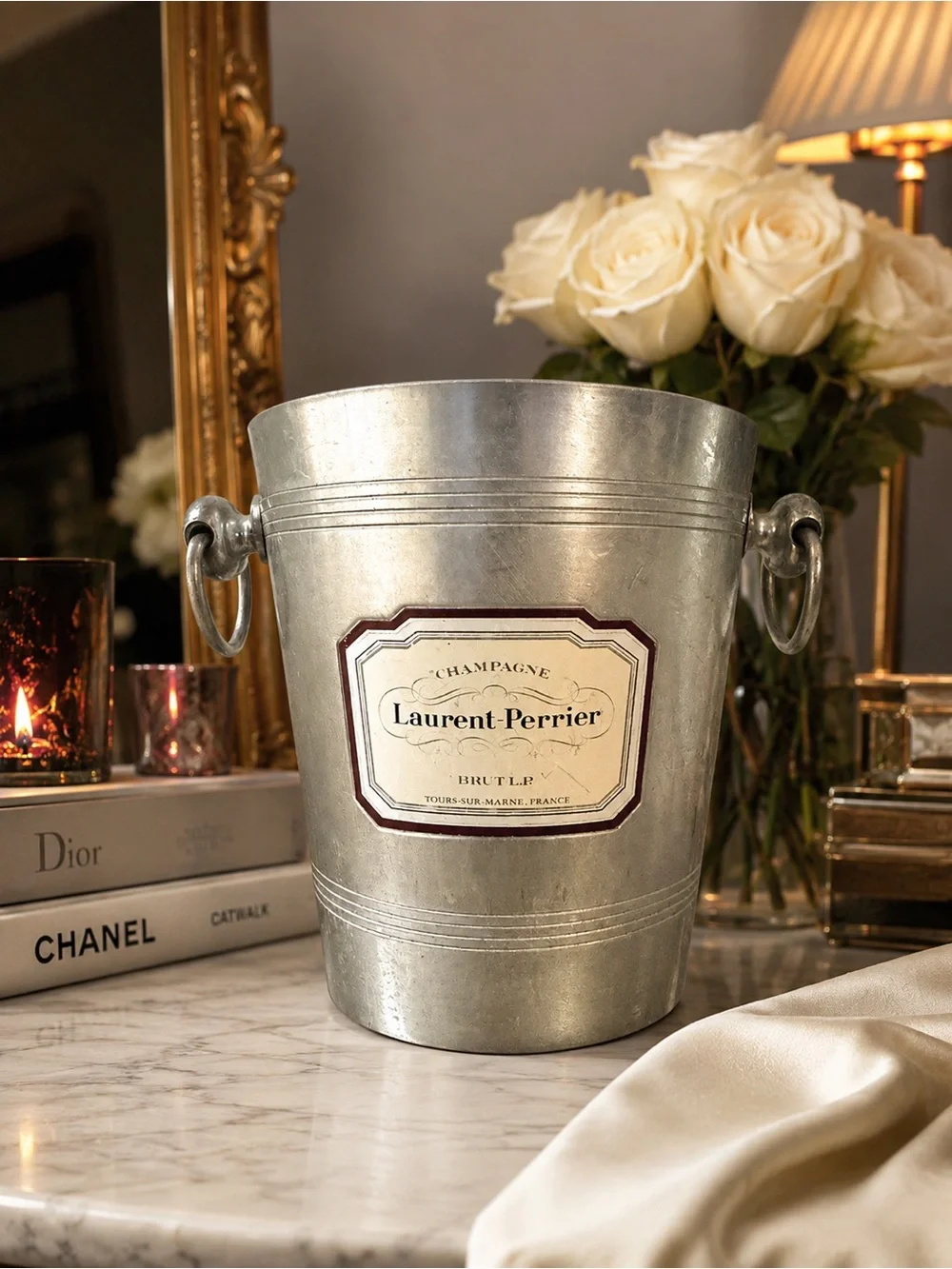 Laurent Perrier Champagne Bucket French Vintage Ice Cooler Wine Alum Mid Century
